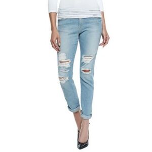 Frame Denim Boyfriend Jeans Distressed Cropped Lucielle Wash